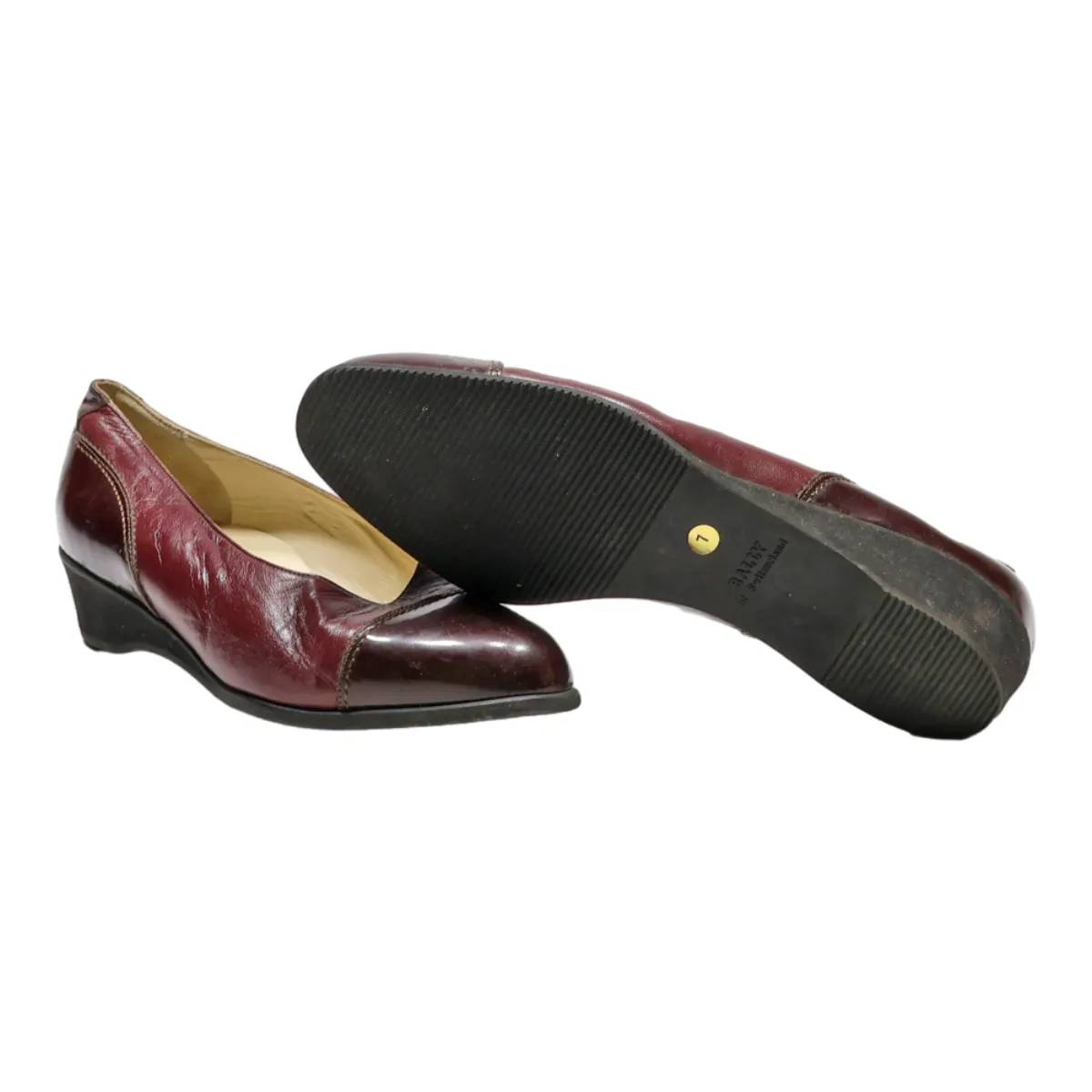 BALLY Ballet Shoes Maroon Leather Womens UK 7
