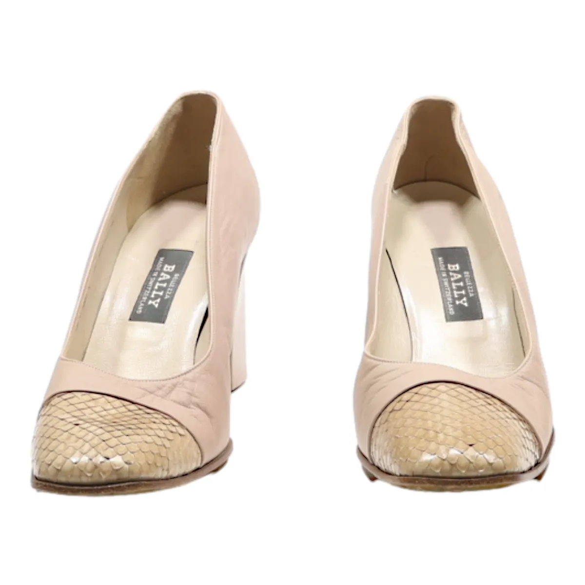 BALLY Block Heels Pink Leather Womens UK 6.5