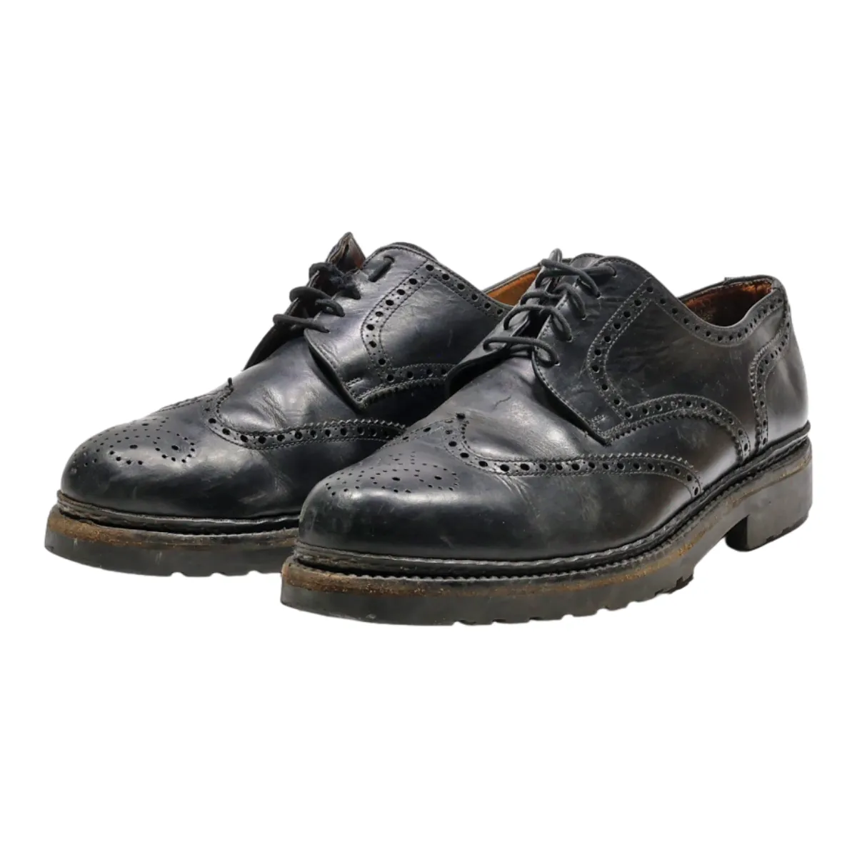 BALLY Brogue Shoes Black Leather Mens UK 8