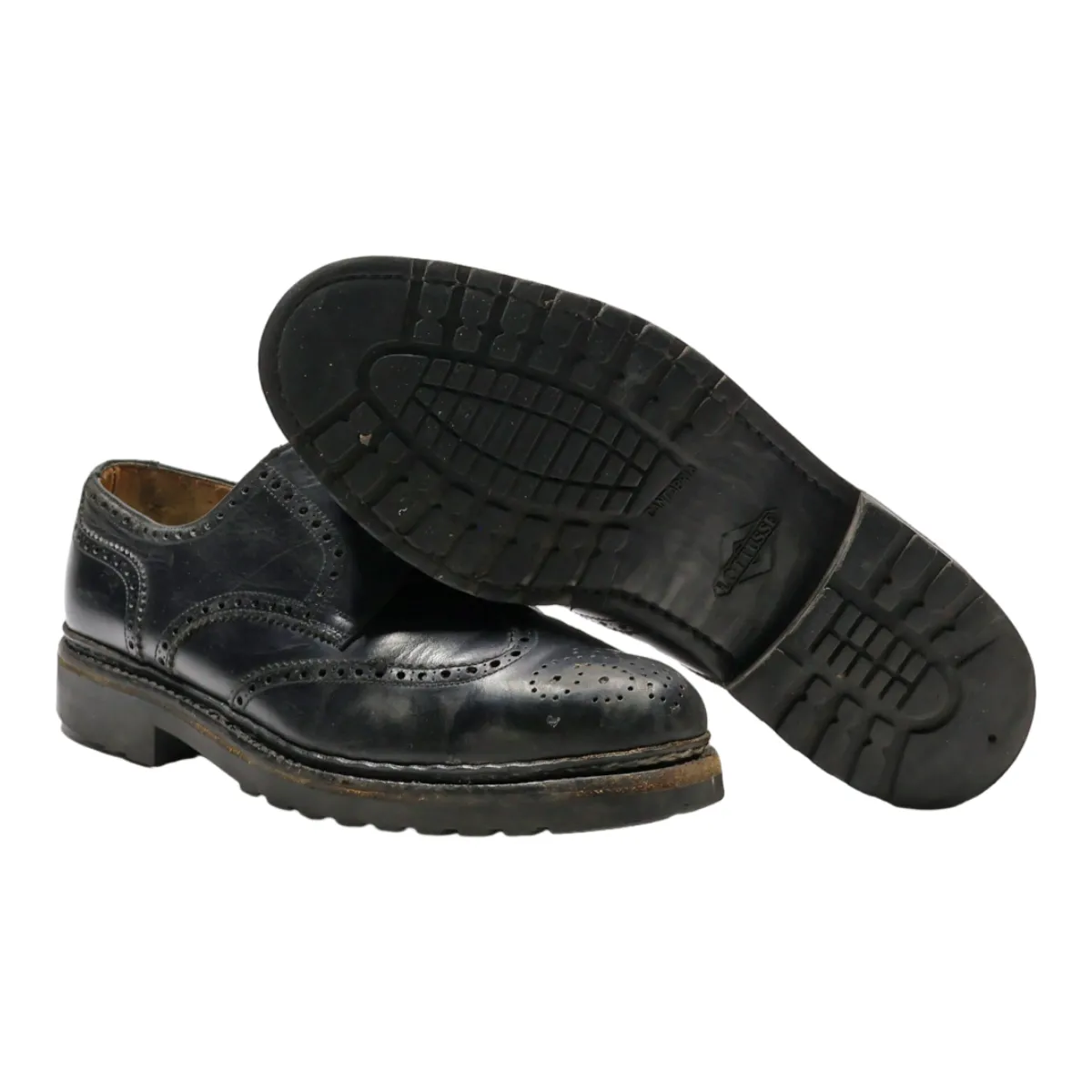 BALLY Brogue Shoes Black Leather Mens UK 8