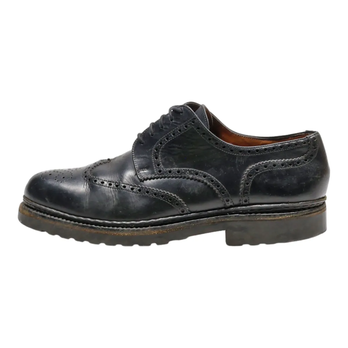 BALLY Brogue Shoes Black Leather Mens UK 8