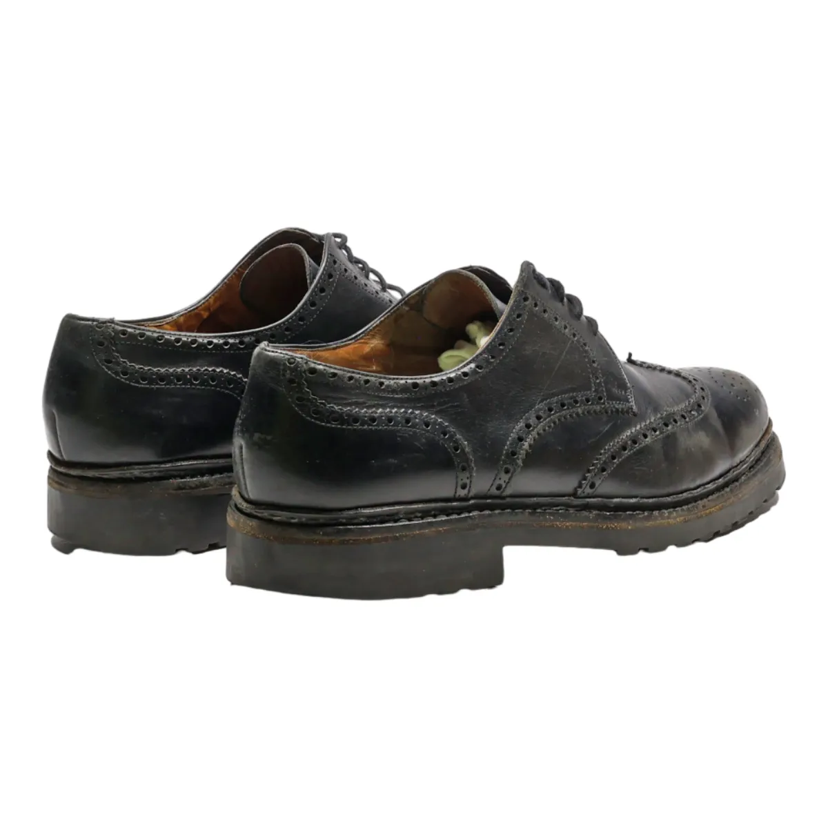 BALLY Brogue Shoes Black Leather Mens UK 8