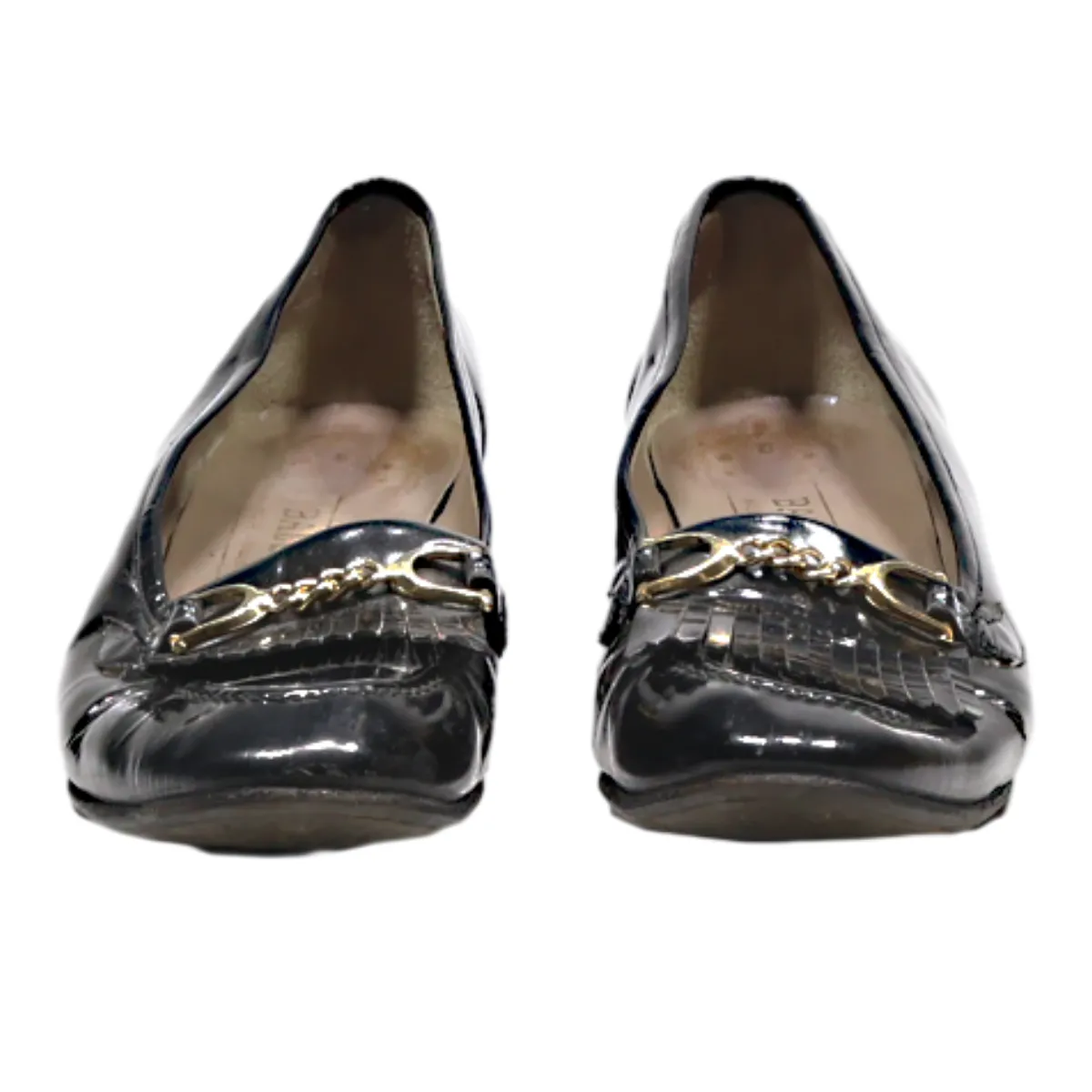 BALLY Court Heels Black Leather Womens UK 4