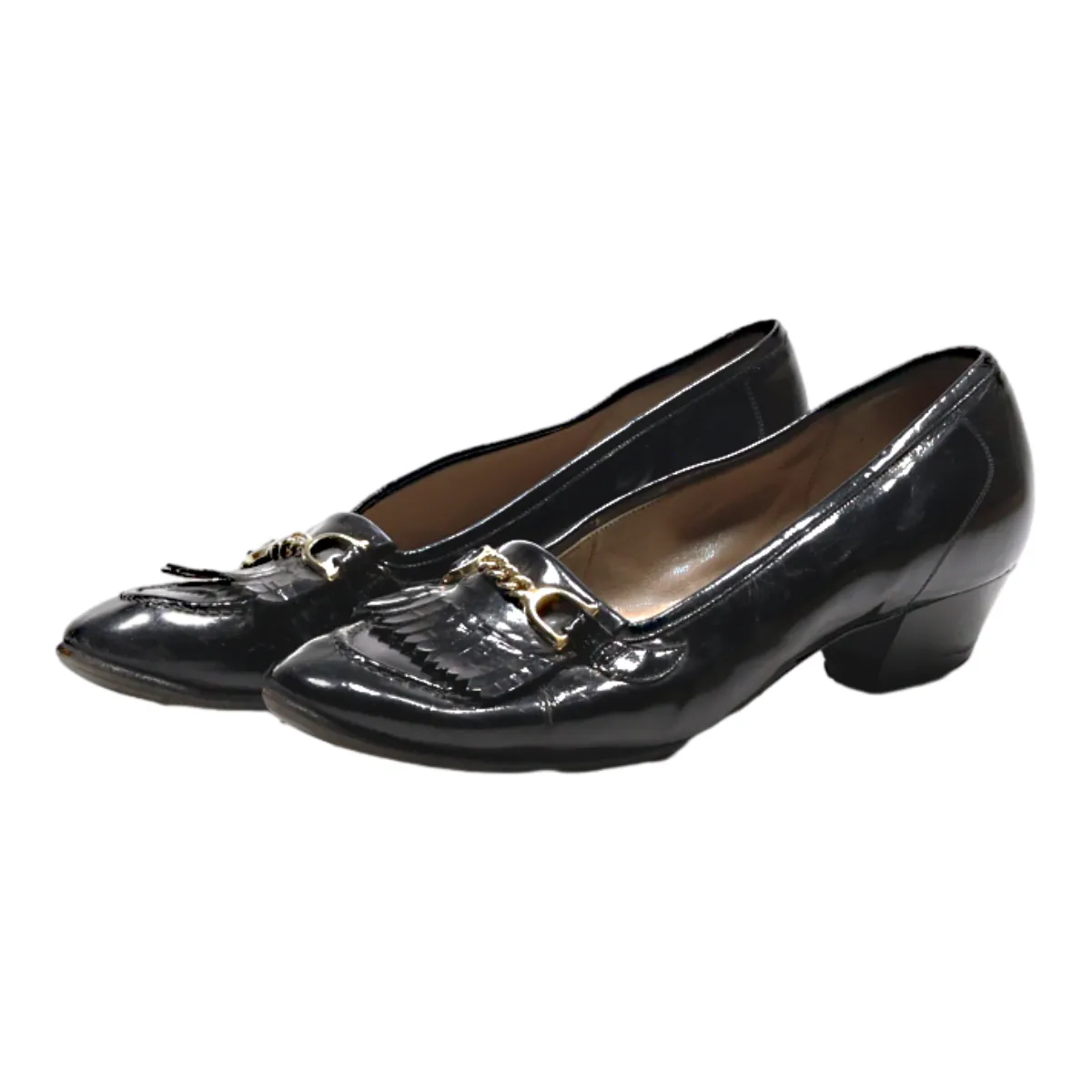 BALLY Court Heels Black Leather Womens UK 4