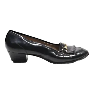 BALLY Court Heels Black Leather Womens UK 4