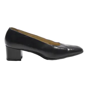 BALLY Court Heels Black Leather Womens UK 6