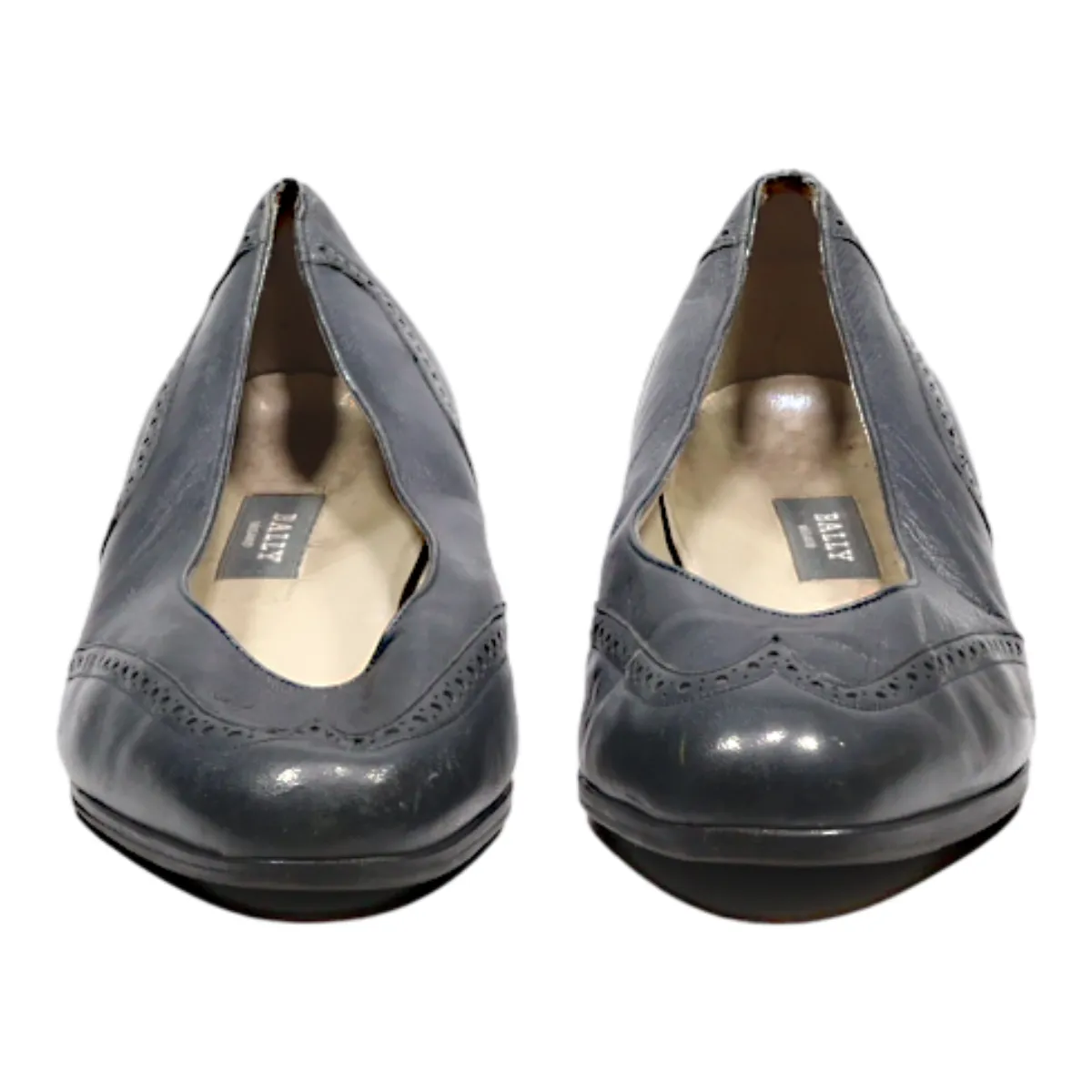 BALLY Court Heels Blue Leather Womens UK 5.5