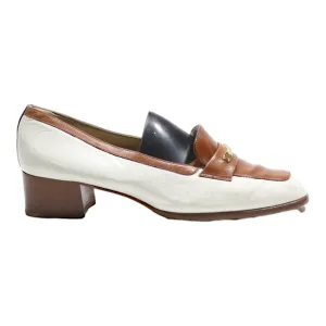 BALLY Loafer Shoes White Leather Womens UK 3