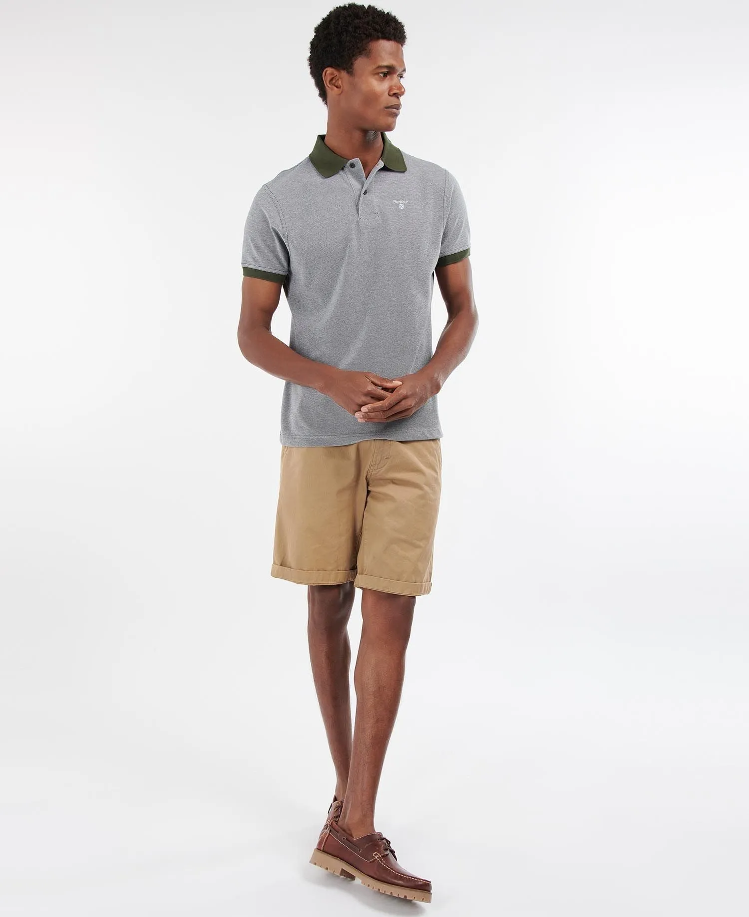 BARBOUR Sports Polo Mix Shirt - Men's - Dark Olive