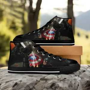 Black Panther Captain America Shoes High Top Sneakers for Kids and Adults