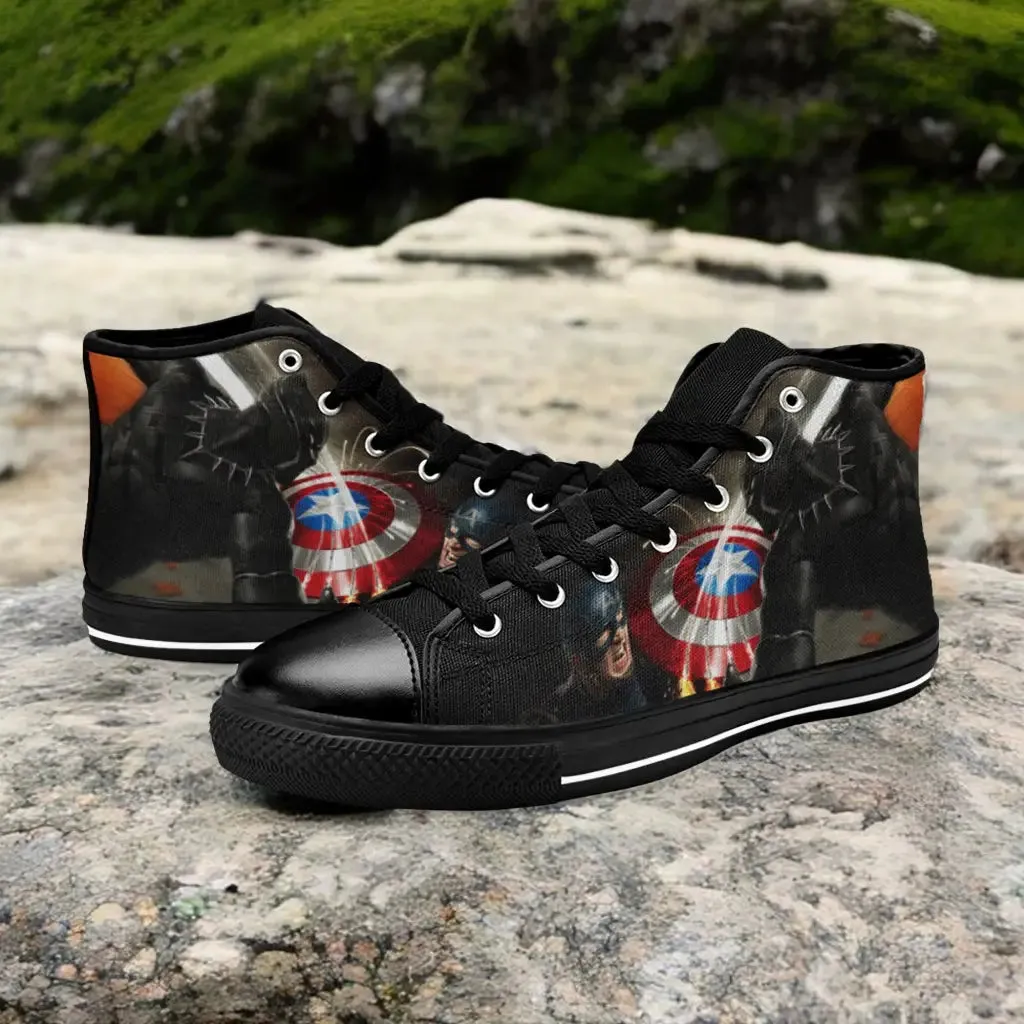 Black Panther Captain America Shoes High Top Sneakers for Kids and Adults
