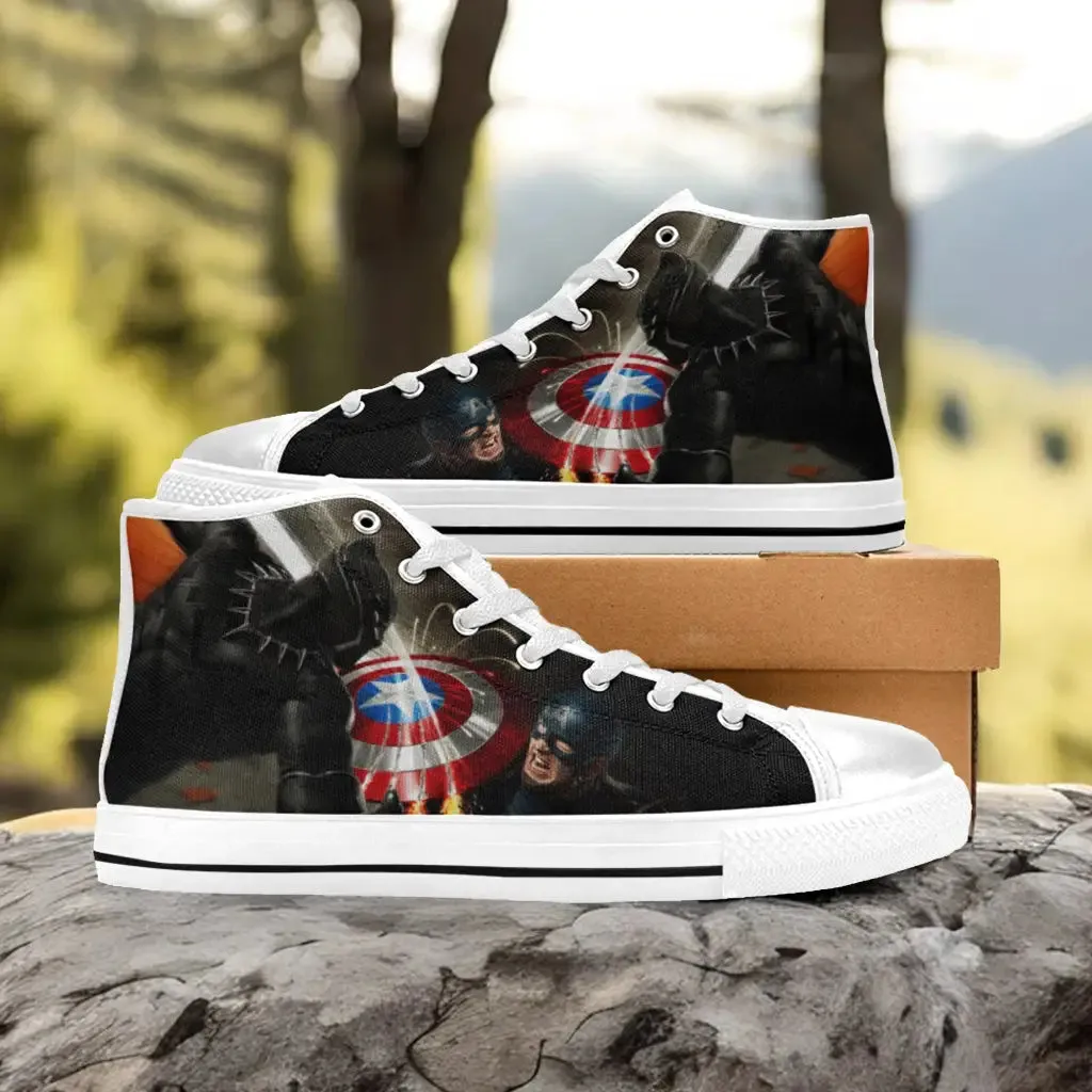 Black Panther Captain America Shoes High Top Sneakers for Kids and Adults
