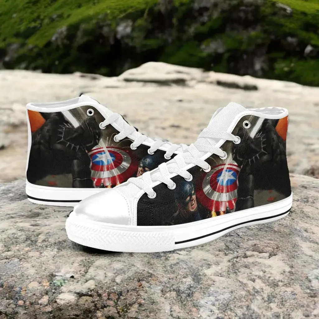 Black Panther Captain America Shoes High Top Sneakers for Kids and Adults