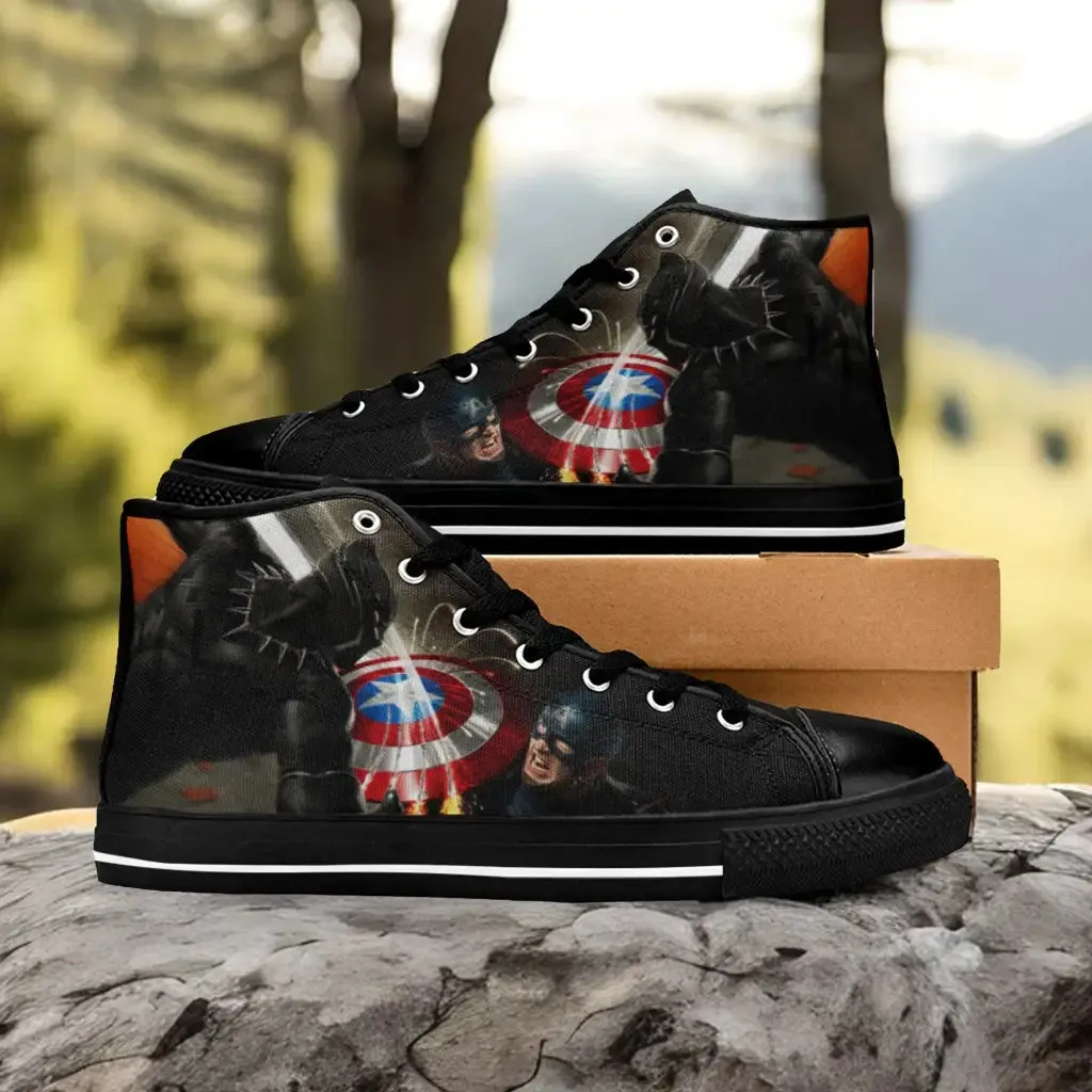 Black Panther Captain America Shoes High Top Sneakers for Kids and Adults