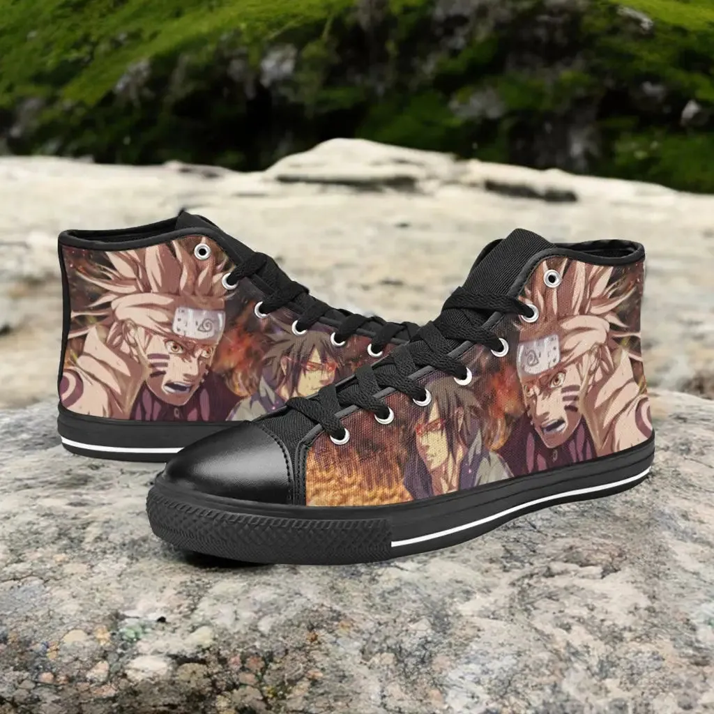 Boruto Naruto Uchiha Sasuke Shoes High Top Sneakers for Kids and Adults