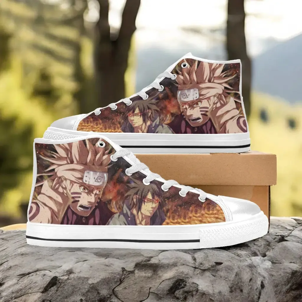 Boruto Naruto Uchiha Sasuke Shoes High Top Sneakers for Kids and Adults