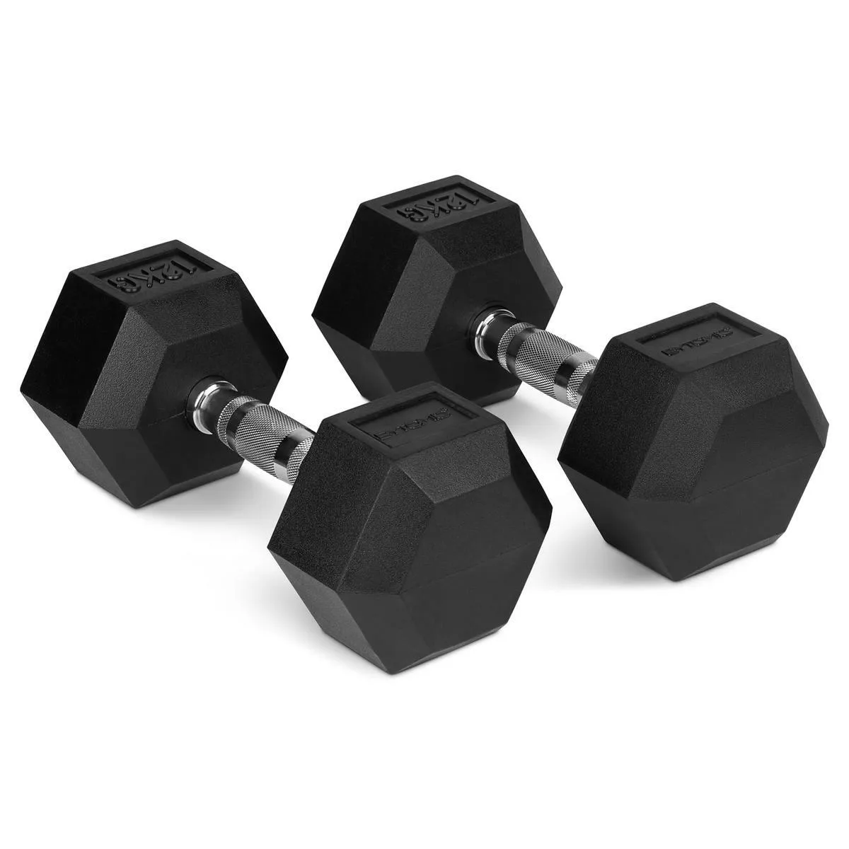 Bytomic Rubber 12kg Hexagon Dumbbell Set Black