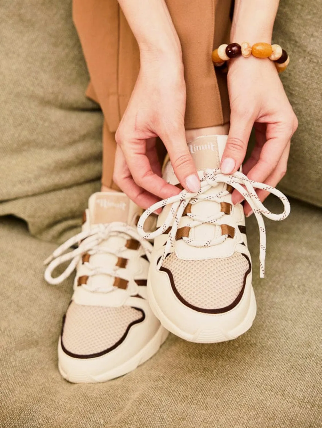 Chamois Recycled Vegan Leather Sneakers | Cappuccino