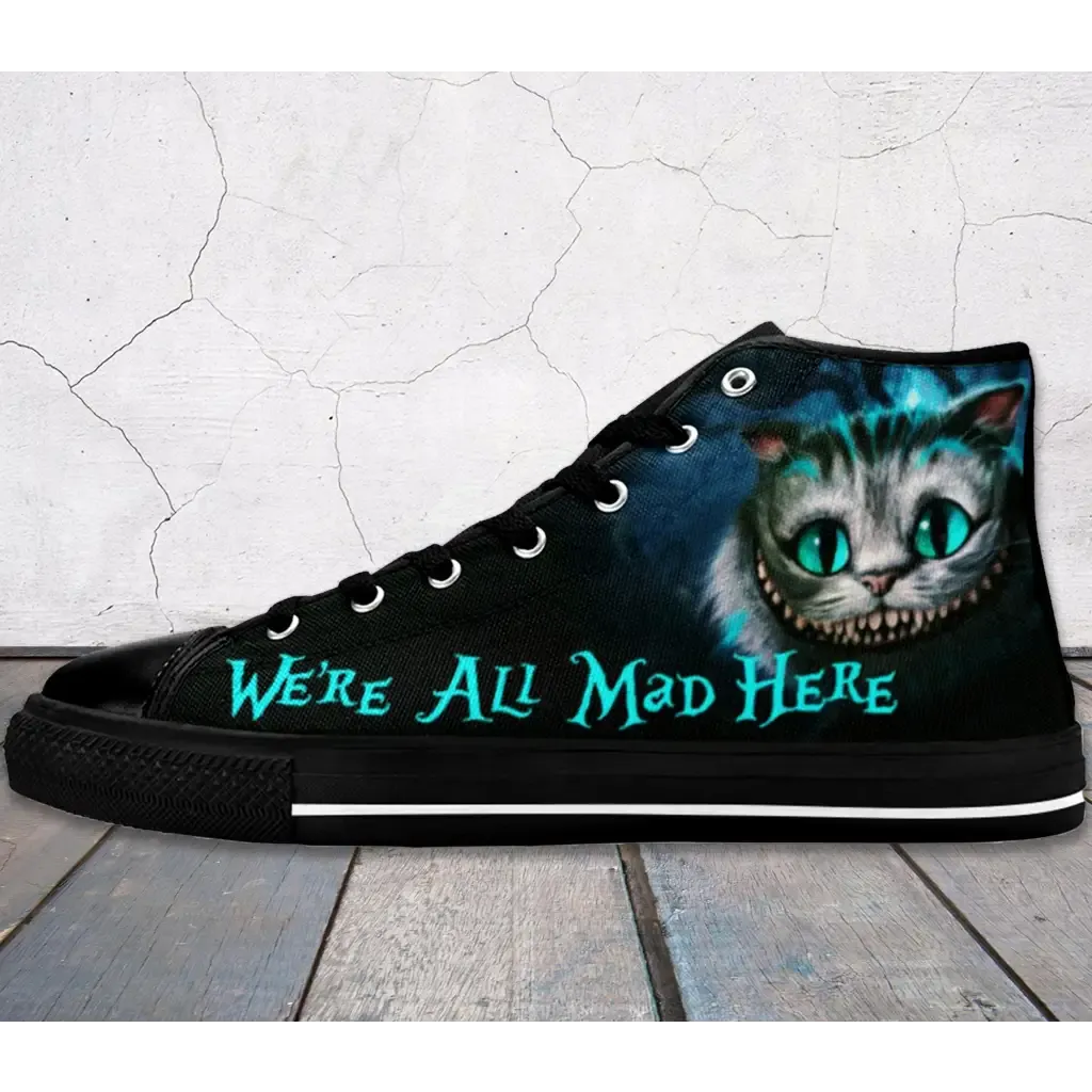 Cheshire Cat shoes, Alice in Wonderland Shoes High Top Sneakers for Kids and Adults