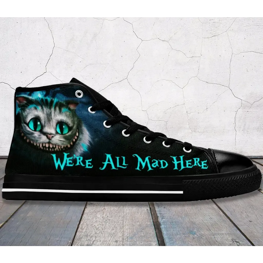Cheshire Cat shoes, Alice in Wonderland Shoes High Top Sneakers for Kids and Adults