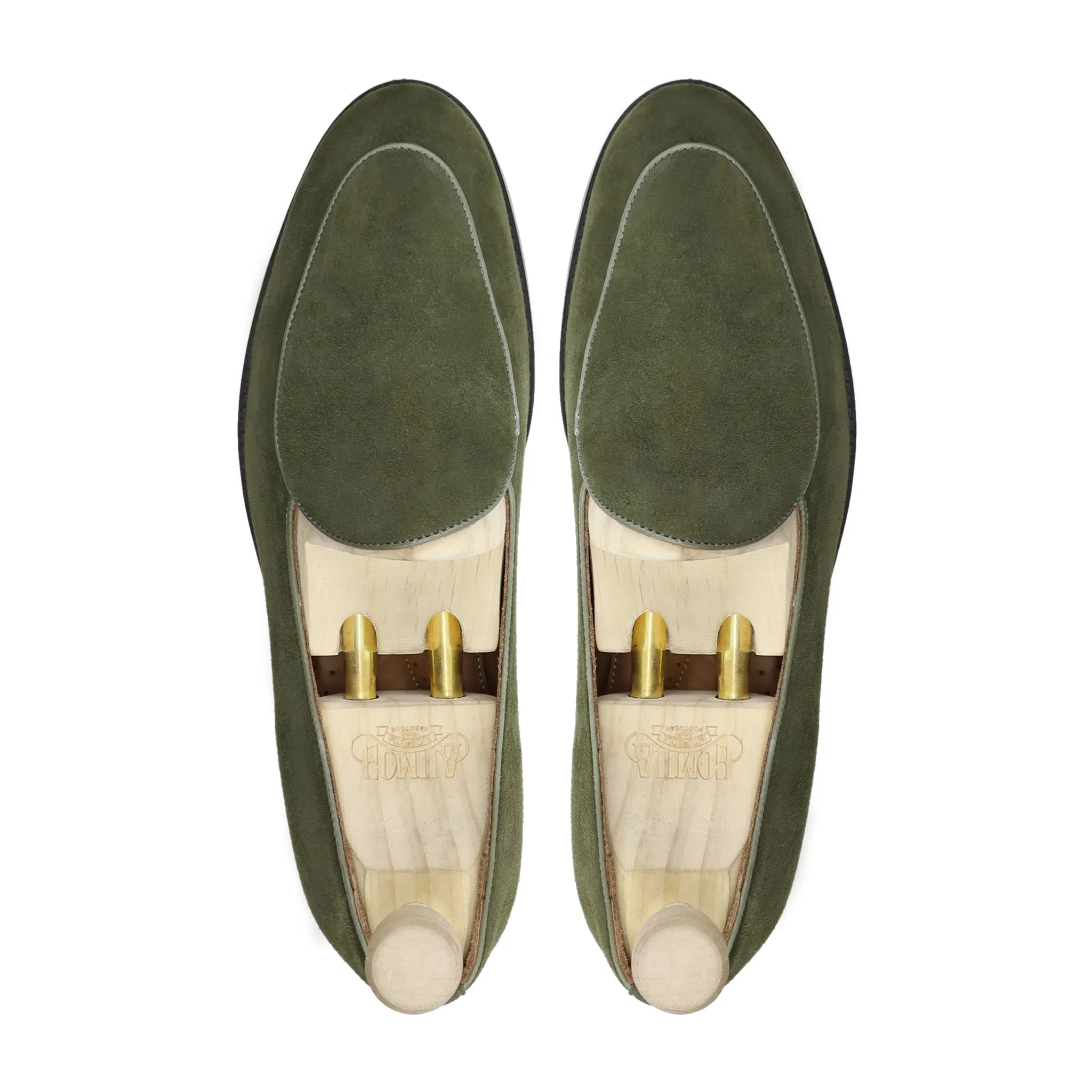 Citrine - Men's Olive Green Kid Suede Loafer