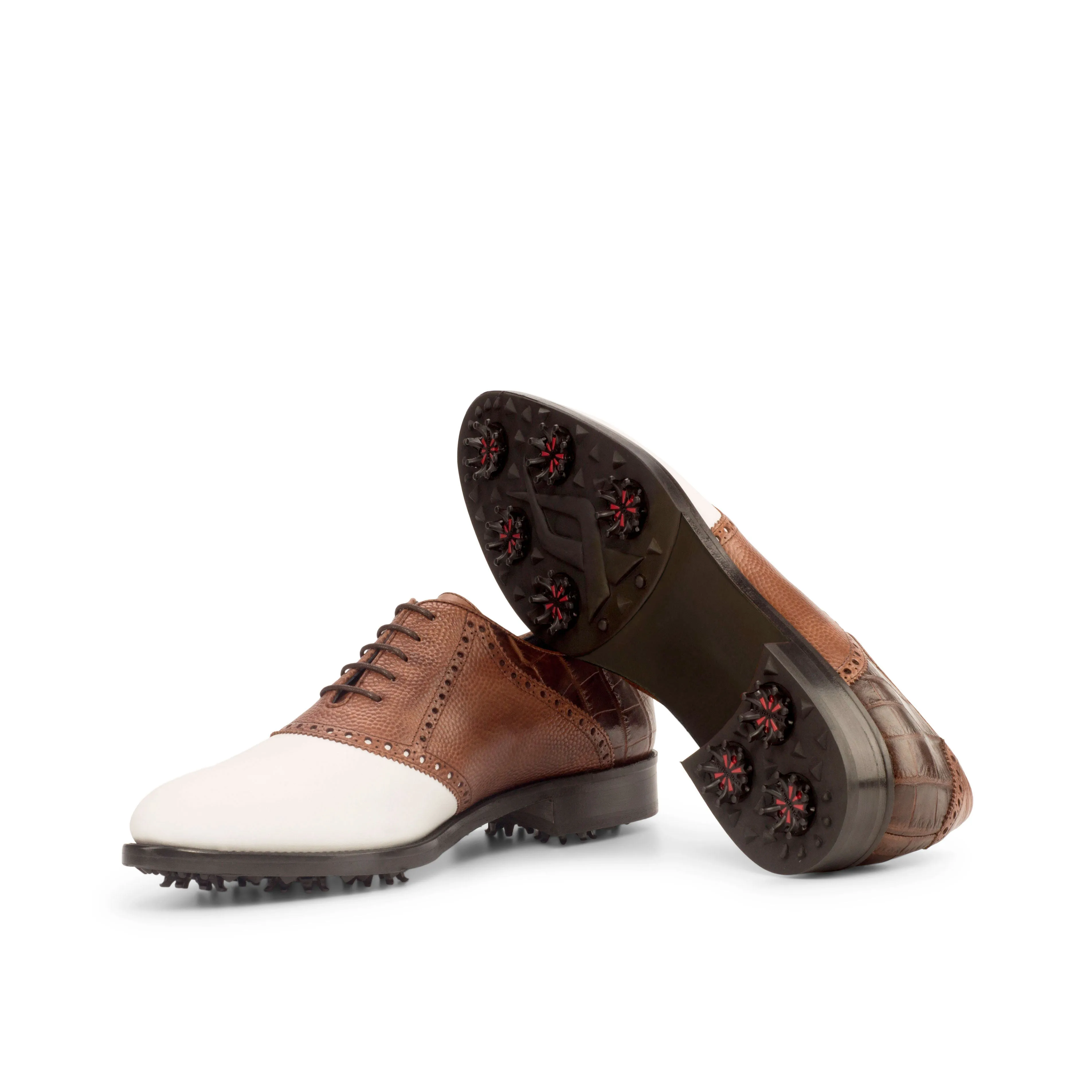 Custom Golf Shoes - Chocolate Croco, Luxury Custom Golf Shoes