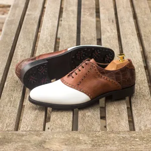 Custom Golf Shoes - Chocolate Croco, Luxury Custom Golf Shoes