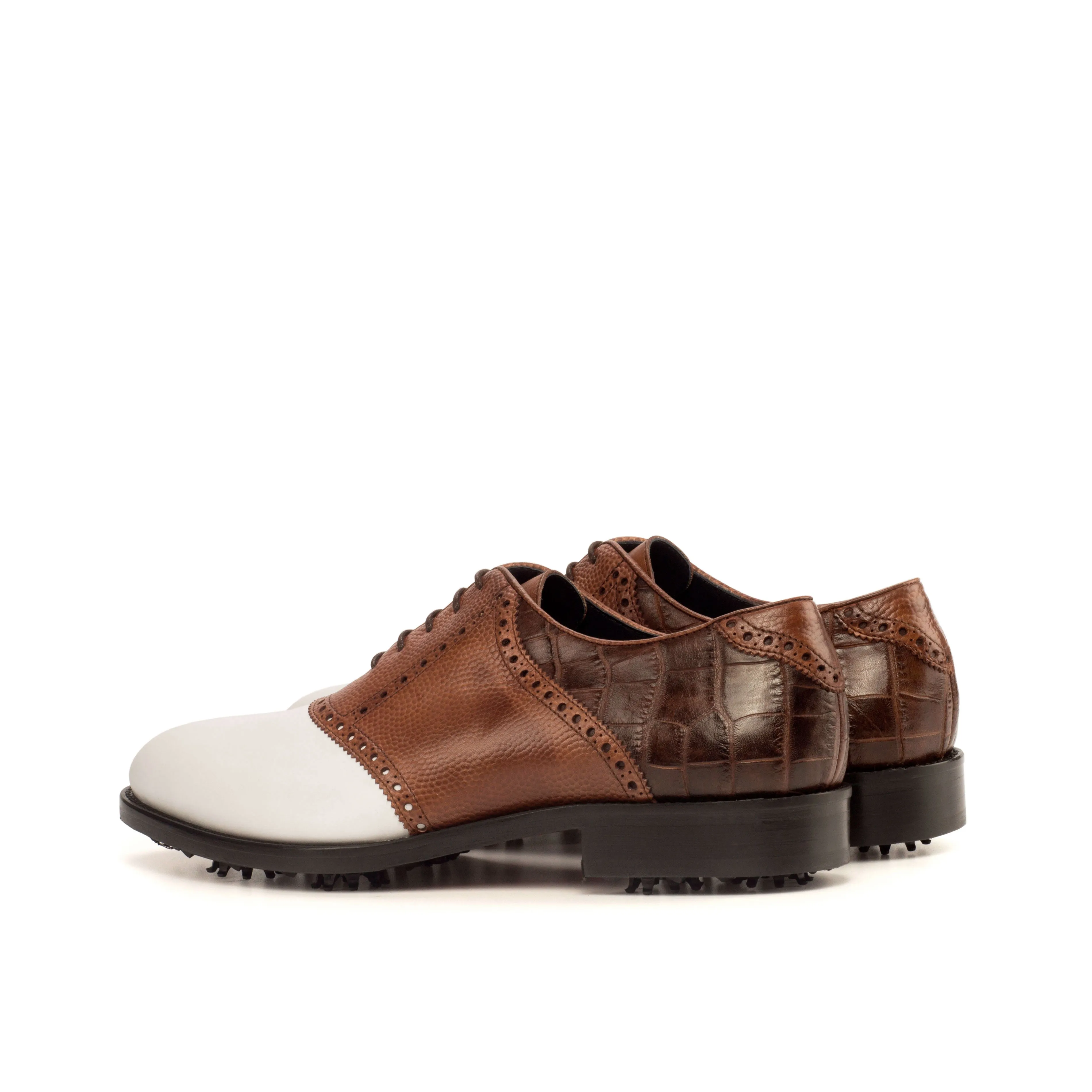 Custom Golf Shoes - Chocolate Croco, Luxury Custom Golf Shoes