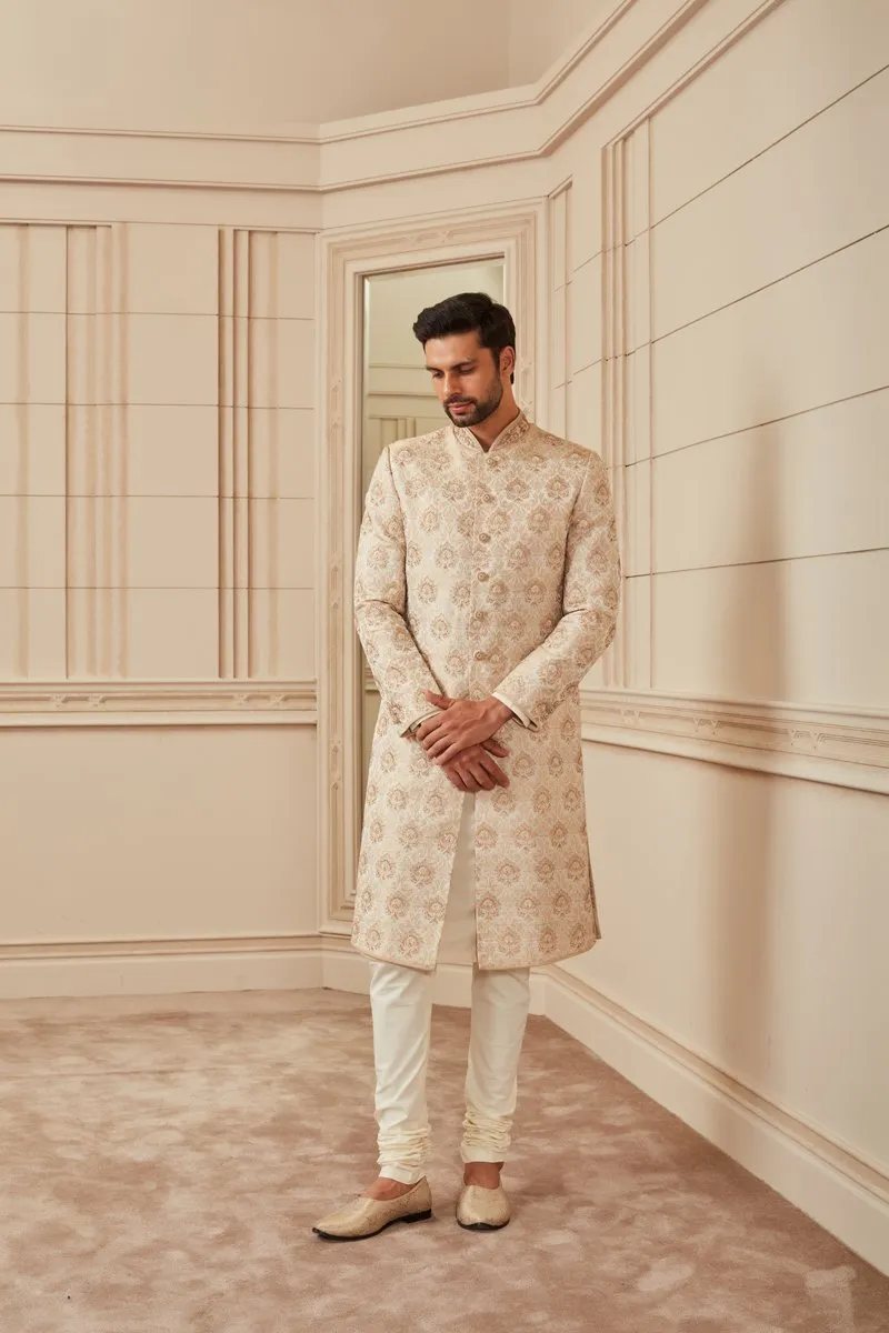 Gold Brocade Embroidered Sherwani