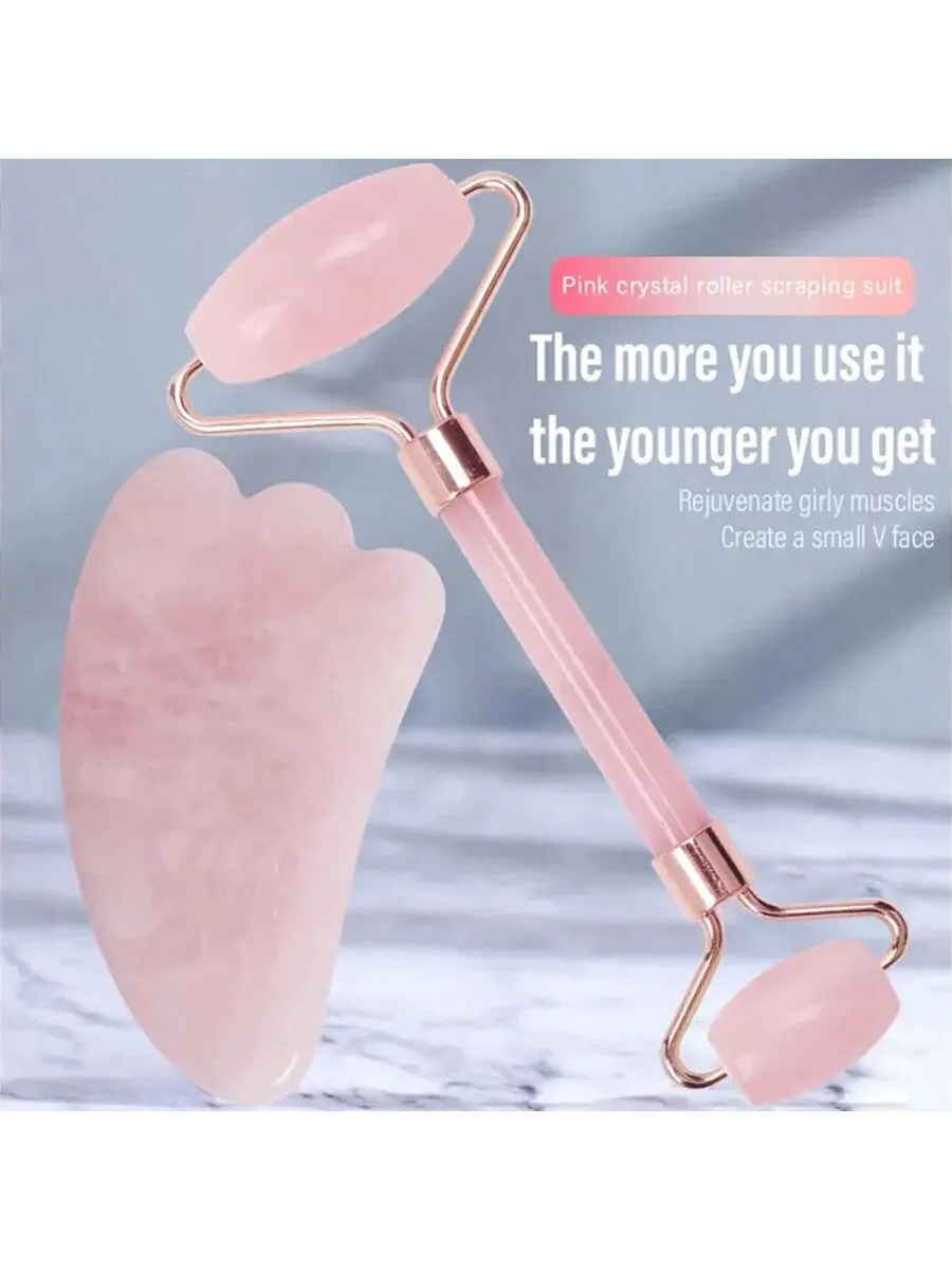 Gua Sha Facial Massage Tools, Rose Quartz Face Roller, Jade Roller ForFace