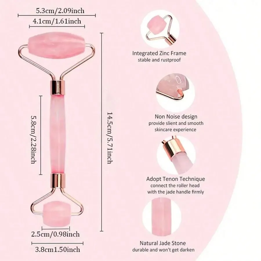 Gua Sha Facial Massage Tools, Rose Quartz Face Roller, Jade Roller ForFace