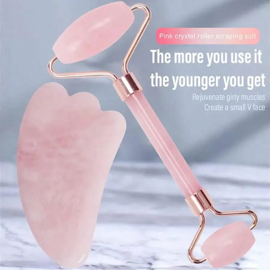 Gua Sha Facial Massage Tools, Rose Quartz Face Roller, Jade Roller ForFace