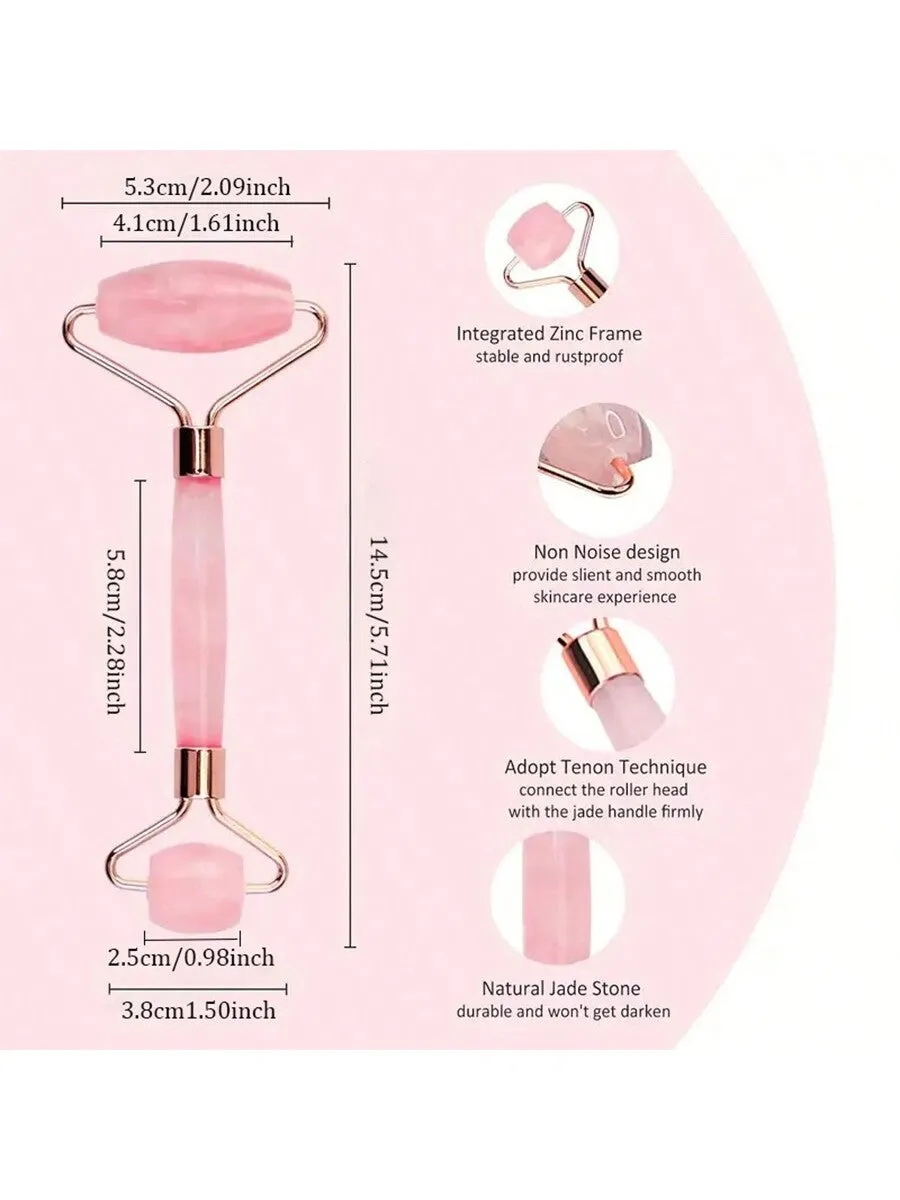 Gua Sha Facial Massage Tools, Rose Quartz Face Roller, Jade Roller ForFace