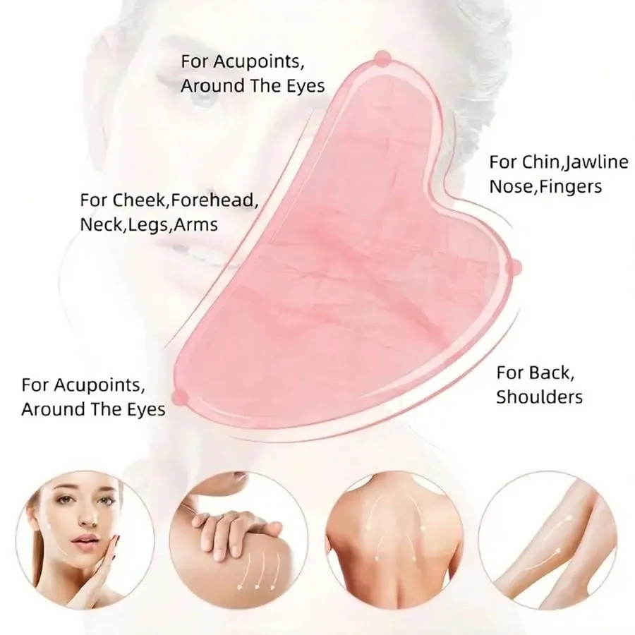 Gua Sha Facial Massage Tools, Rose Quartz Face Roller, Jade Roller ForFace
