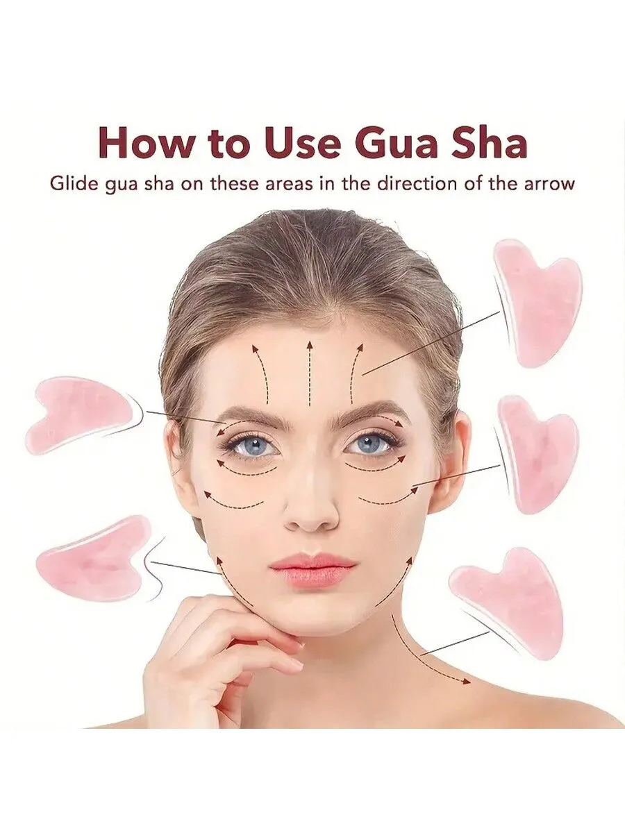 Gua Sha Facial Massage Tools, Rose Quartz Face Roller, Jade Roller ForFace