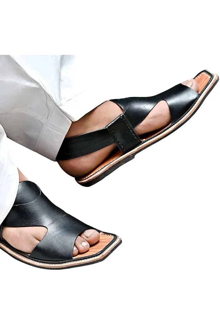 Khan's Wear - Kohati Chapal - Black Panjedar