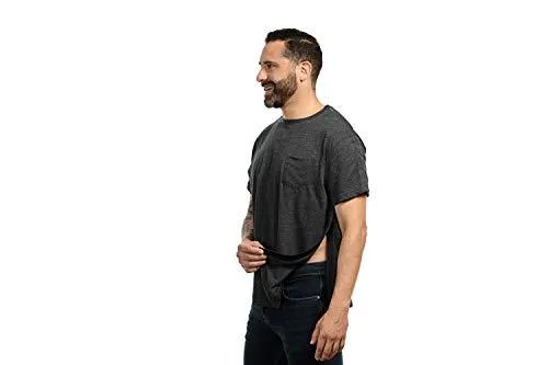 MAI Post Shoulder Surgery Shirts | Chemo Clothing | Short Sleeve Shirt Men Charcoal