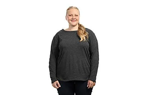 MAI Post Shoulder Surgery Shirts | Chemo Clothing | Women Long Sleeve Shirt | Easy Snaps on Shirt Sides and Full Arm Opening | Soft Fabric | Dialysis Clothing Heather Charcoal | Adaptive Clothing