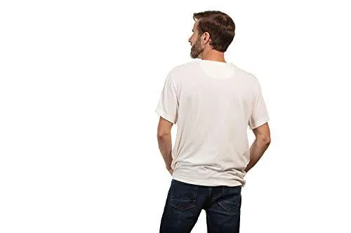 MAI Post Shoulder Surgery Shirts | Chemo Shirts for Port Access | Men Short Sleeve Shirt | Easy Snaps on Shirt Sides and Full Arm Opening | Dialysis Clothing (White, L)