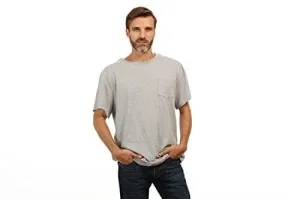 MAI Post Shoulder Surgery Shirts | Chemo Shirts for Port Access | Men Short Sleeve Shirt Gray | Easy Snaps on Shirt Sides and Full Arm Opening | Soft Natural Cotton | Dialysis Clothing