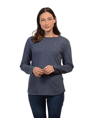 MAI Premium Post Shoulder Surgery Shirts - Easy Snaps and Full Arm Opening, Post Surgery Shirt - Women Long Sleeve Blue