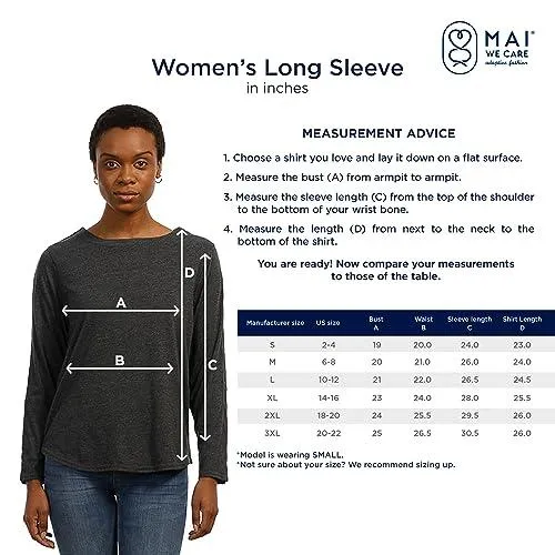 MAI Premium Post Shoulder Surgery Shirts - Easy Snaps and Full Arm Opening, Post Surgery Shirt - Women Long Sleeve Blue