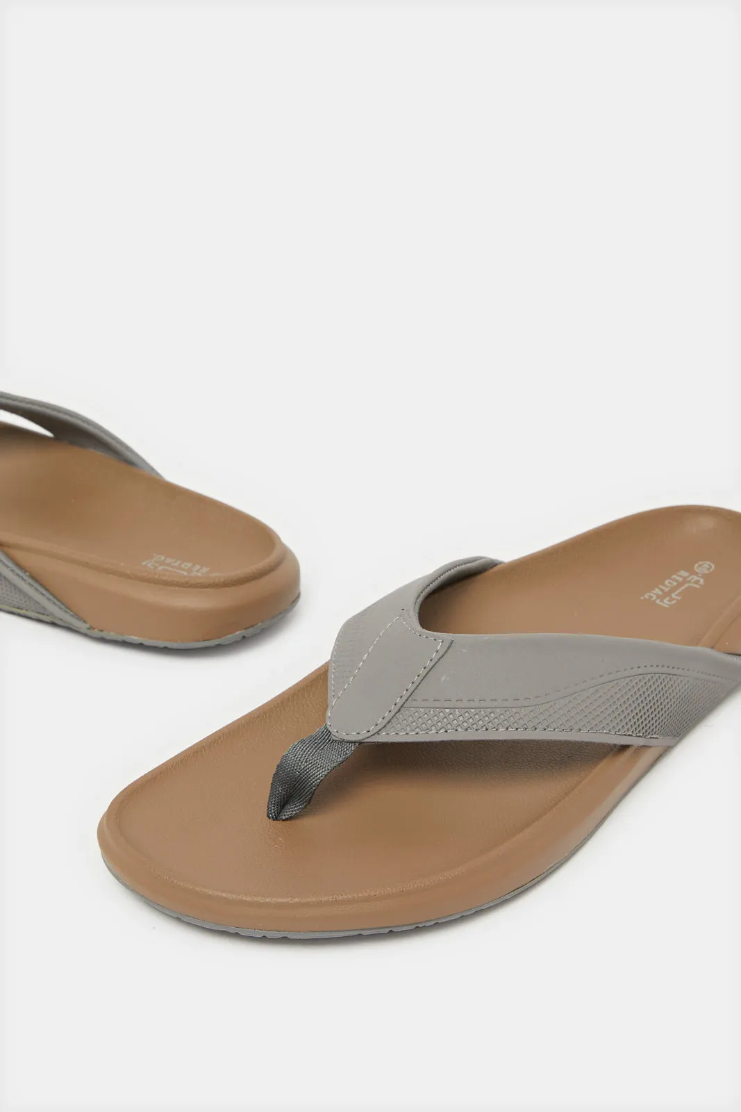 Men Grey Toe Post Sandal