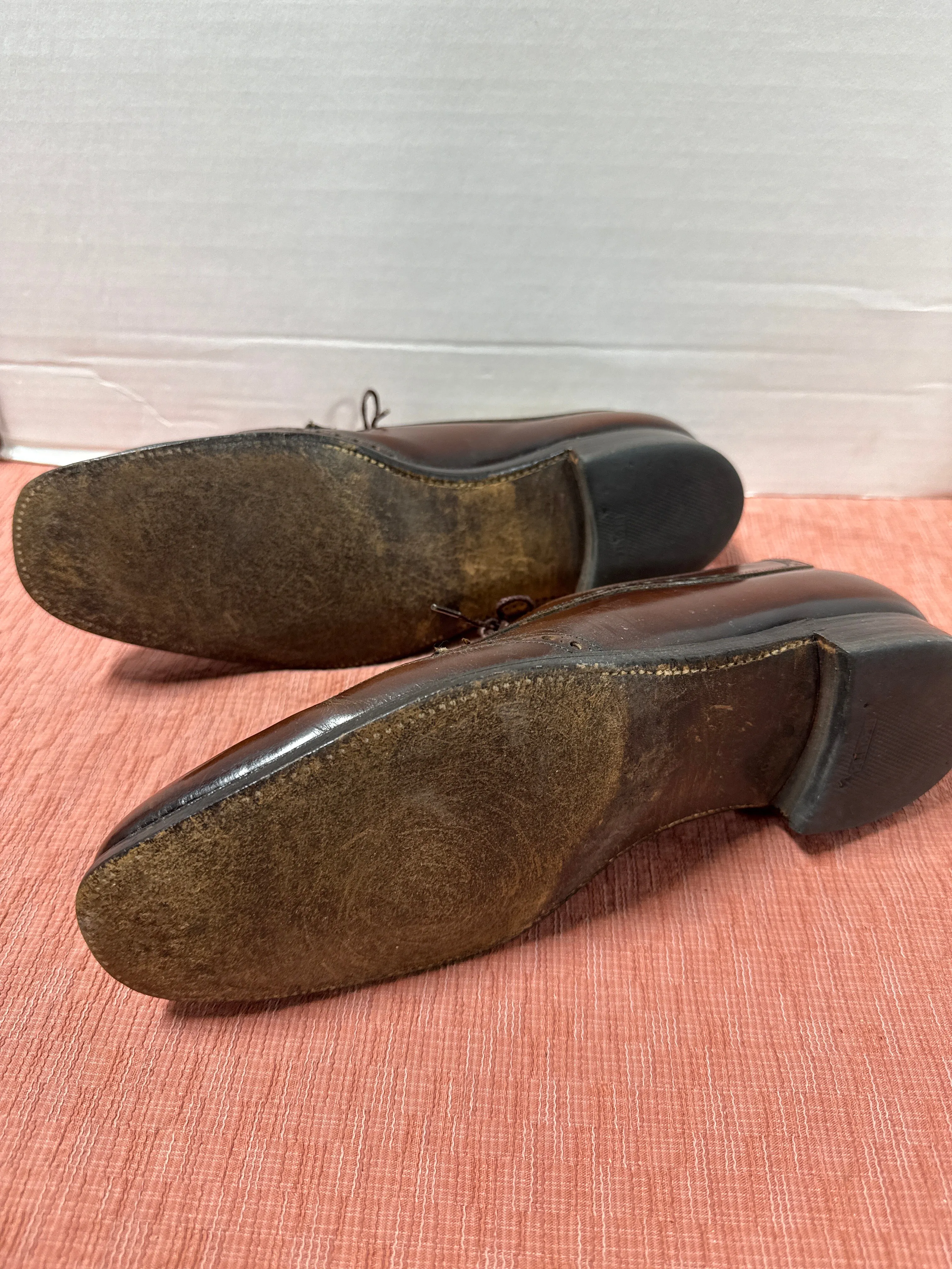 Mens Brown Lace Up Loafer Dress Shoes Size 8 1/2