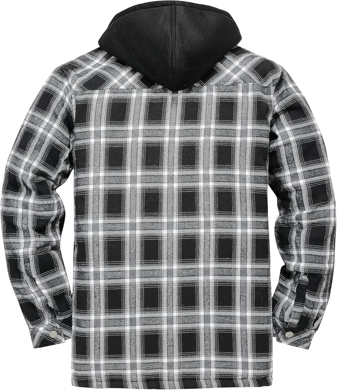 Men's Thicken Plaid Flannel Quilted Shirts Jacket with Removable Hood