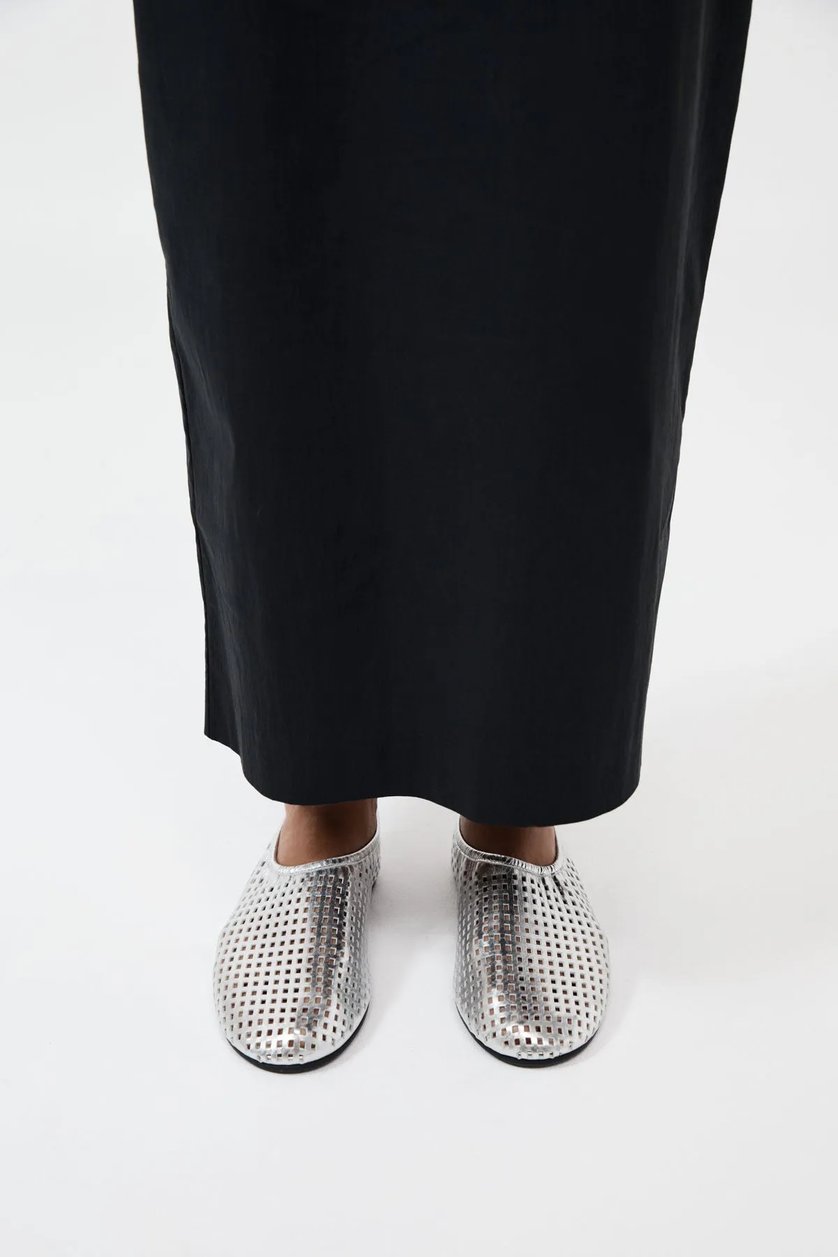 Perforated Ballet Flat - Silver