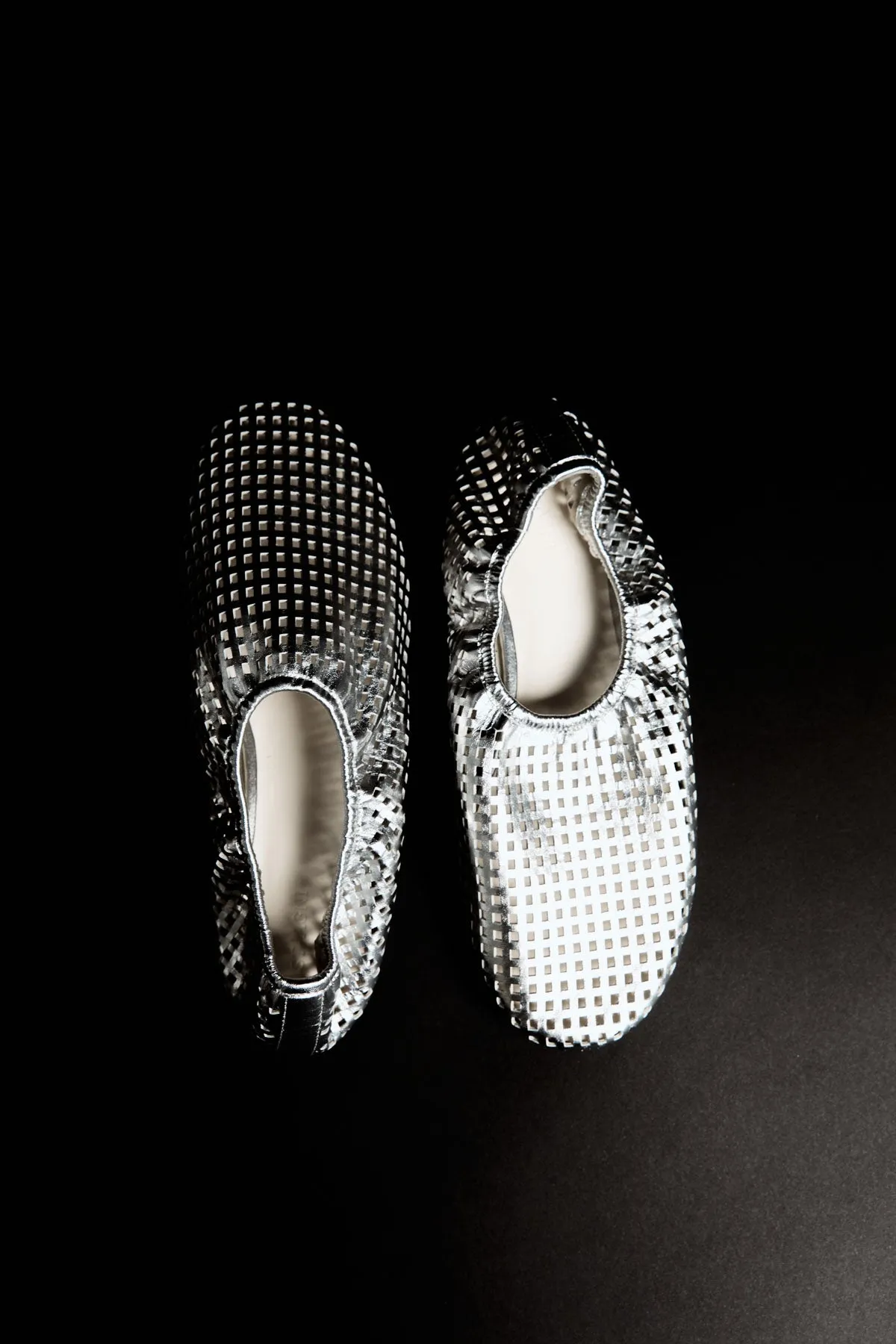 Perforated Ballet Flat - Silver