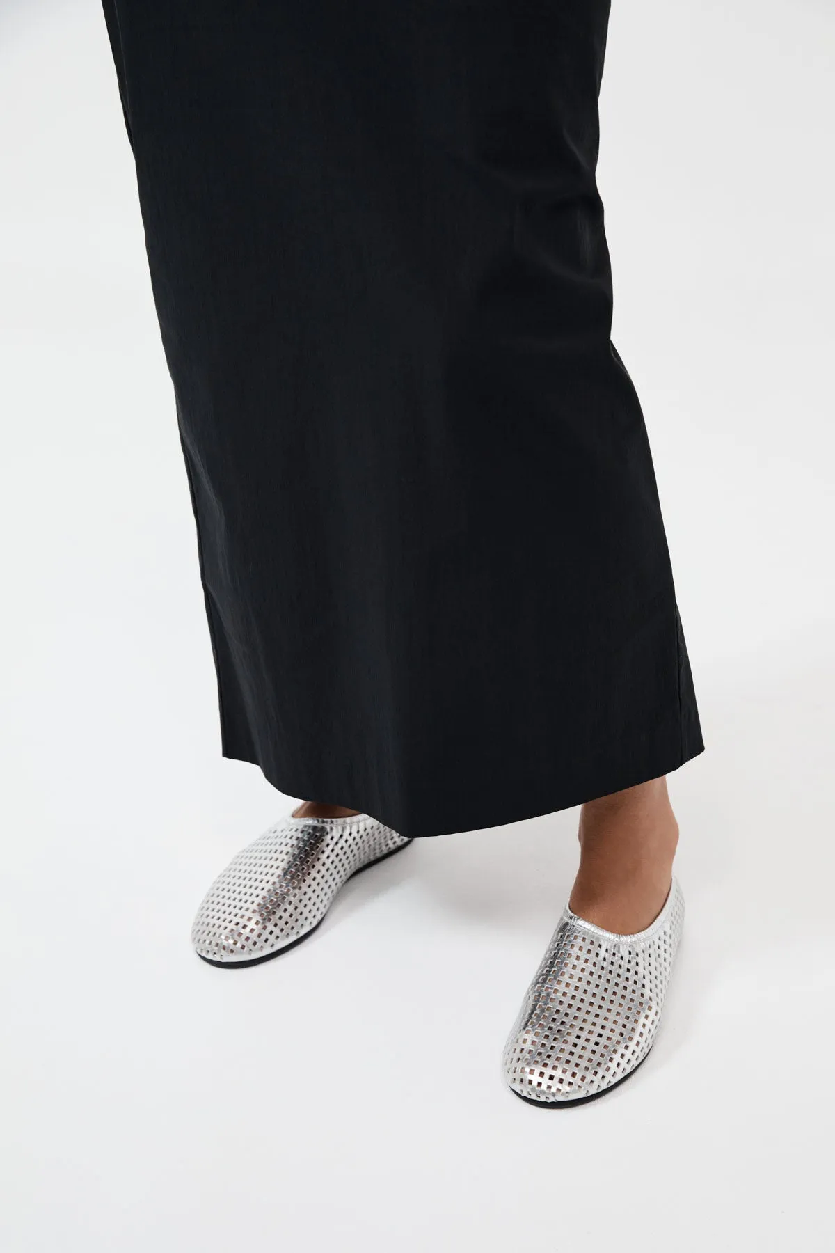 Perforated Ballet Flat - Silver