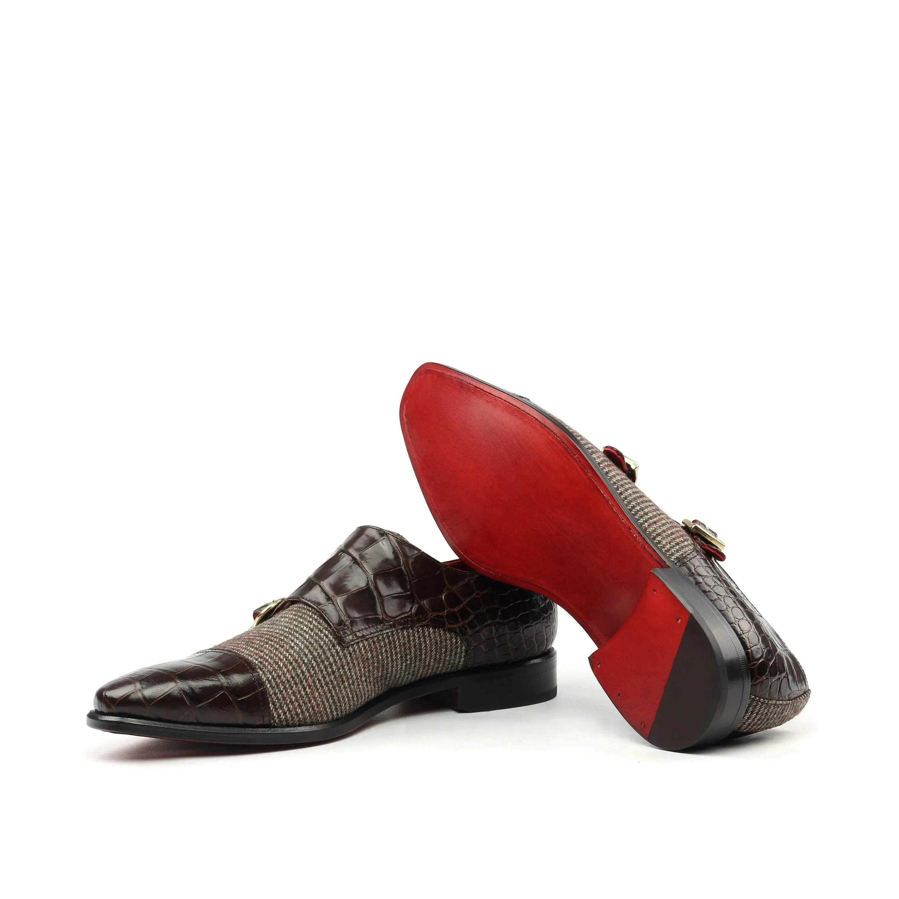Peter Double Monk Croco Shoes