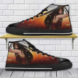 Superhero Wonder Woman Shoes High Top Sneakers for Kids and Adults